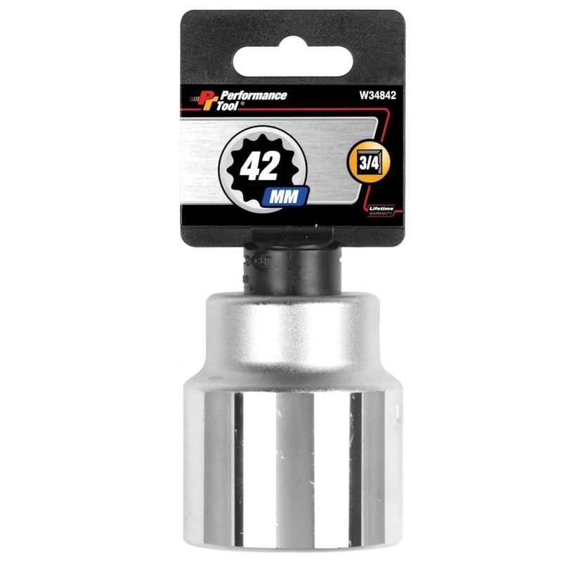 Performance Tool W34842 3/4-Inch Drive 12-Point Standard Socket 42mm - Image 1